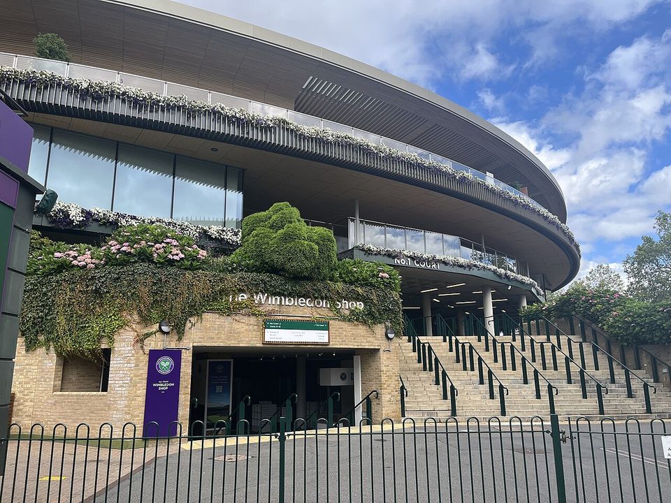 Contextual file photo: the entrance to No. 1 Court at Wimbledon, London